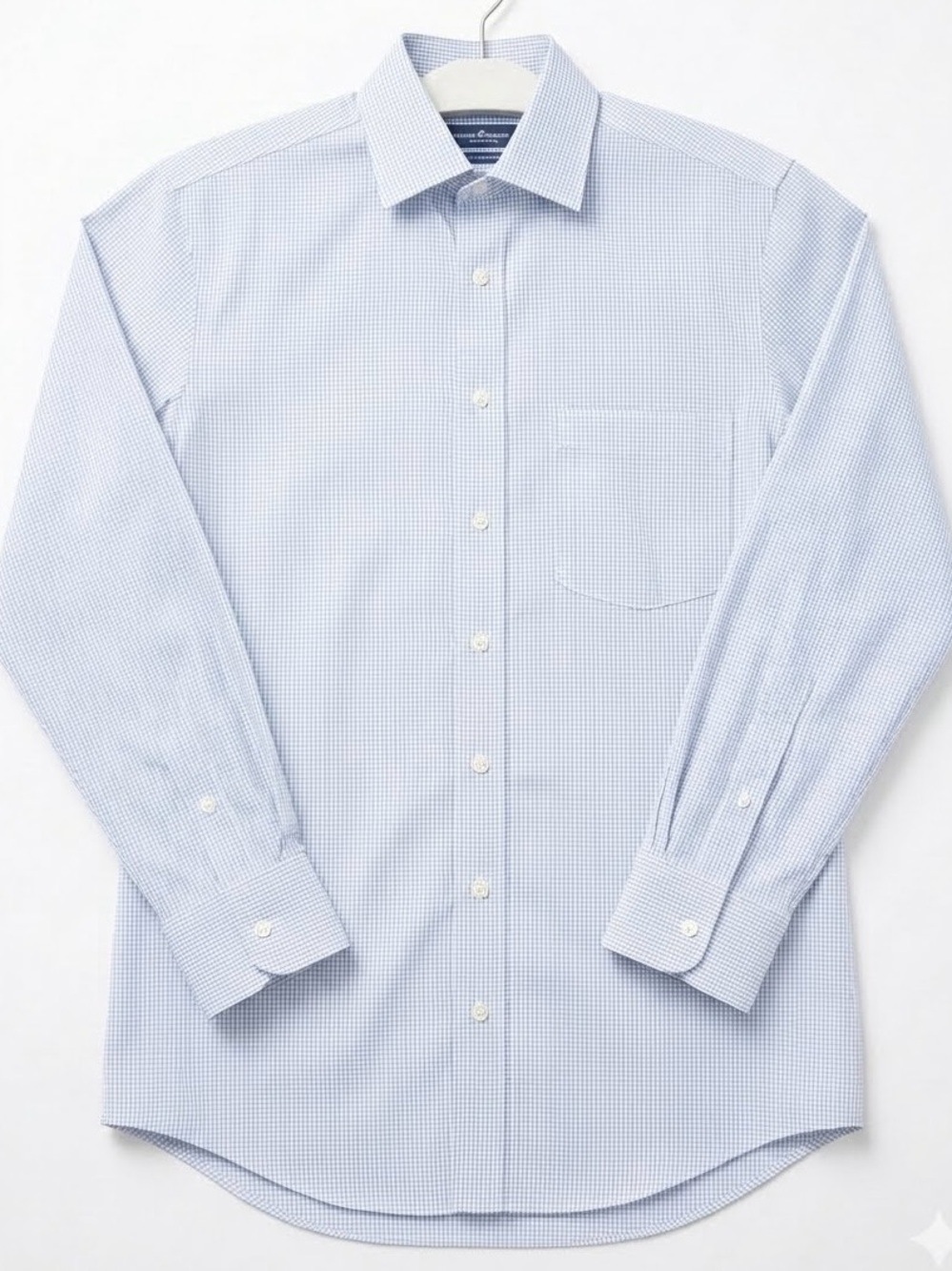Men’s Mini Check Dress Shirt – Small – Cotton Blend – Like New